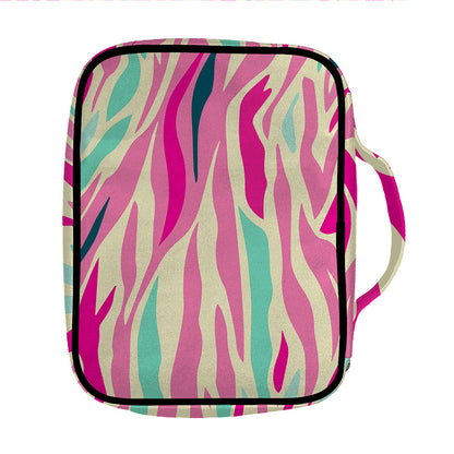 Pastel Zebra Pattern Print Front Pocket Bible Bag