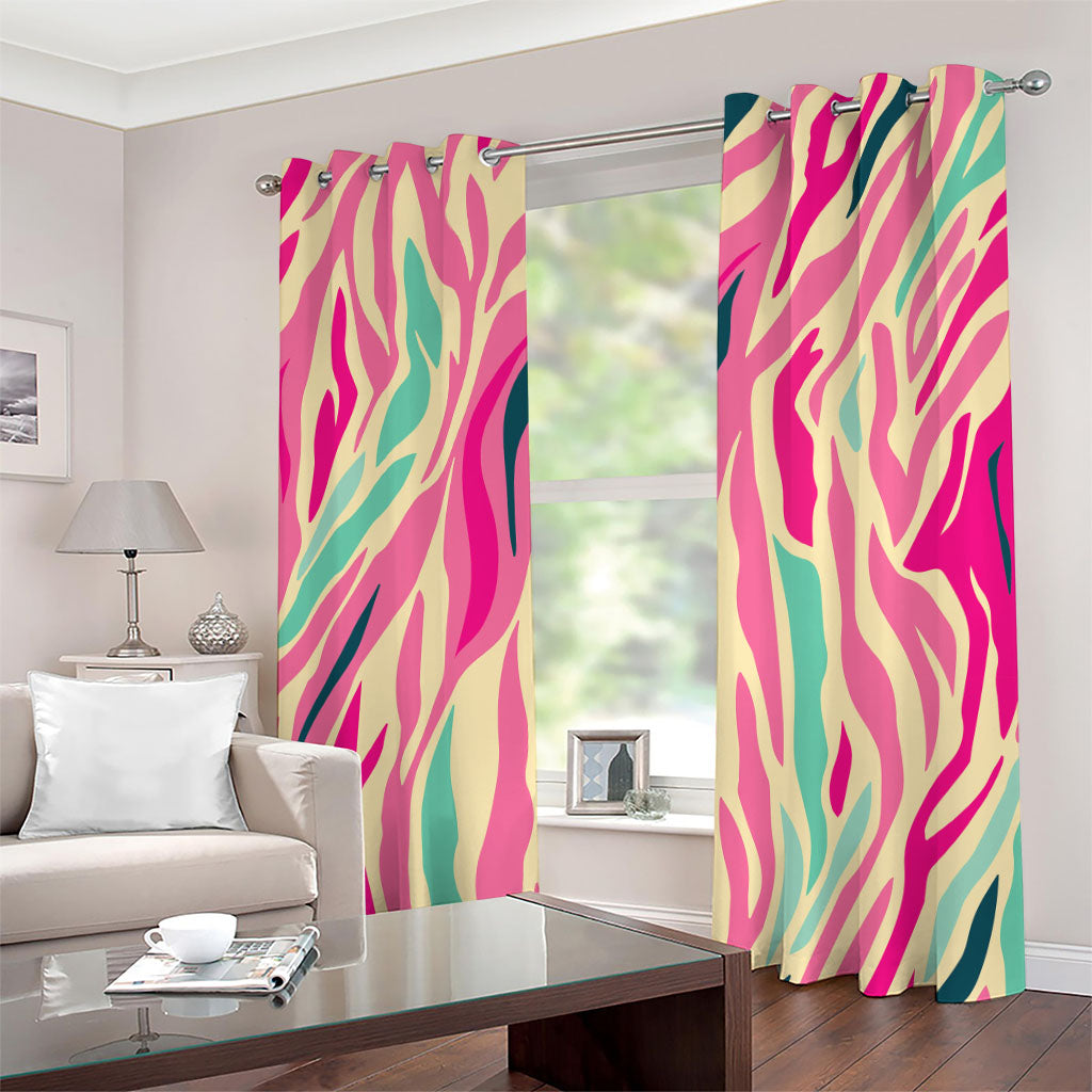 Pastel Zebra Pattern Print Grommet Curtains