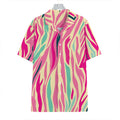 Pastel Zebra Pattern Print Hawaiian Shirt