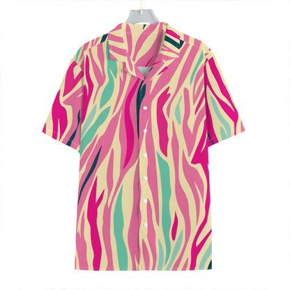 Pastel Zebra Pattern Print Hawaiian Shirt
