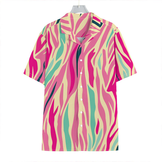 Pastel Zebra Pattern Print Hawaiian Shirt