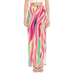 Pastel Zebra Pattern Print High Slit Maxi Skirt