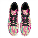 Pastel Zebra Pattern Print High Top Leather Sneakers