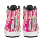 Pastel Zebra Pattern Print High Top Leather Sneakers