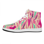 Pastel Zebra Pattern Print High Top Leather Sneakers