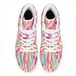 Pastel Zebra Pattern Print High Top Leather Sneakers