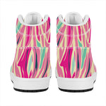 Pastel Zebra Pattern Print High Top Leather Sneakers