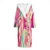 Pastel Zebra Pattern Print Hooded Bathrobe