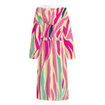 Pastel Zebra Pattern Print Hooded Bathrobe