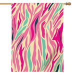 Pastel Zebra Pattern Print House Flag