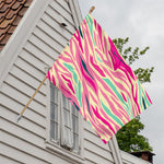 Pastel Zebra Pattern Print House Flag