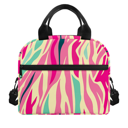 Pastel Zebra Pattern Print Insulated Lunch Bag