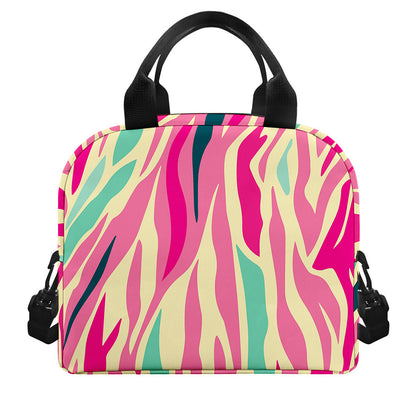 Pastel Zebra Pattern Print Insulated Lunch Bag