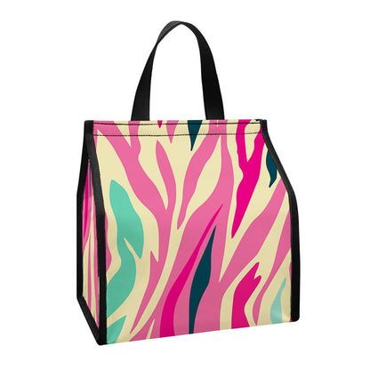 Pastel Zebra Pattern Print Insulated Lunch Tote