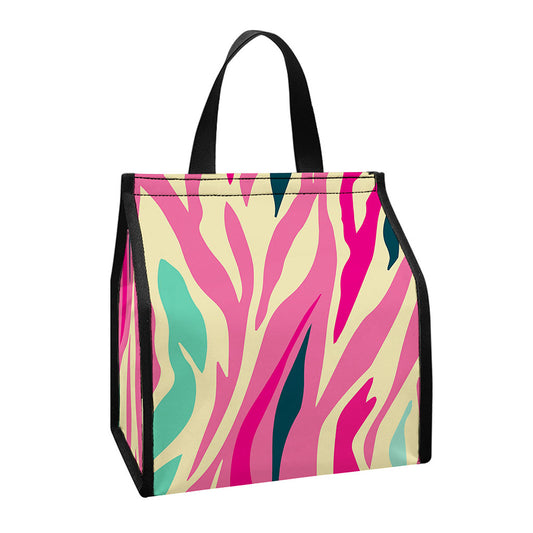 Pastel Zebra Pattern Print Insulated Lunch Tote