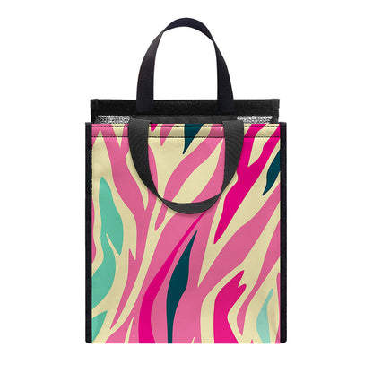 Pastel Zebra Pattern Print Insulated Lunch Tote