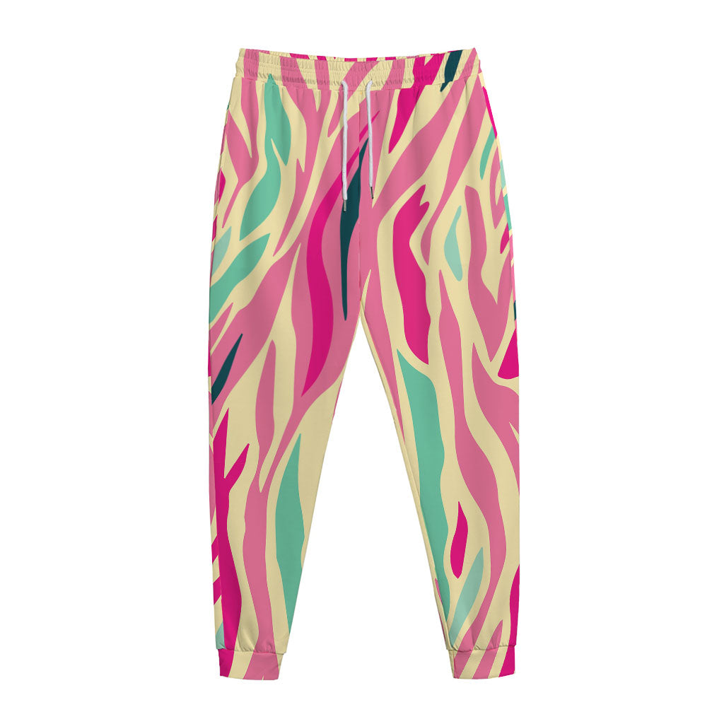 Pastel Zebra Pattern Print Jogger Pants