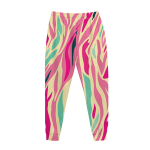 Pastel Zebra Pattern Print Jogger Pants