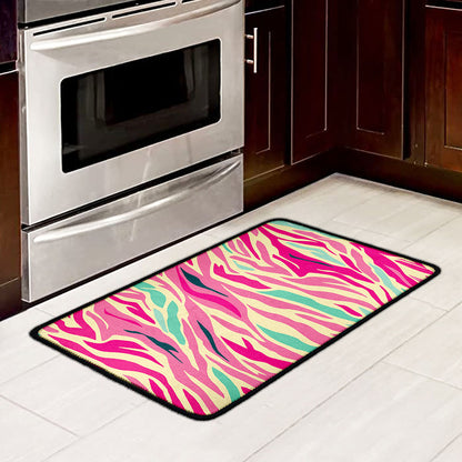 Pastel Zebra Pattern Print Kitchen Mat
