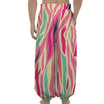 Pastel Zebra Pattern Print Lantern Pants