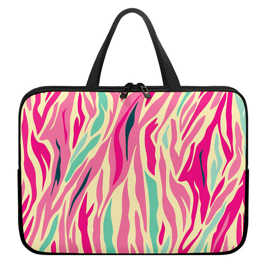 Pastel Zebra Pattern Print Laptop Sleeve With Handle