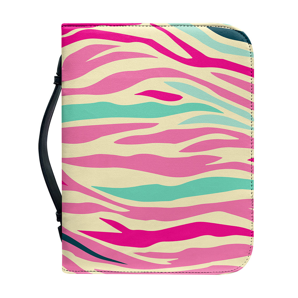 Pastel Zebra Pattern Print Leather Bible Cover