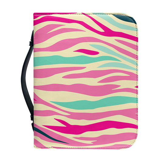 Pastel Zebra Pattern Print Leather Bible Cover