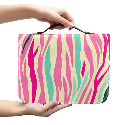 Pastel Zebra Pattern Print Leather Bible Cover