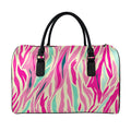 Pastel Zebra Pattern Print Leather Duffel Bag