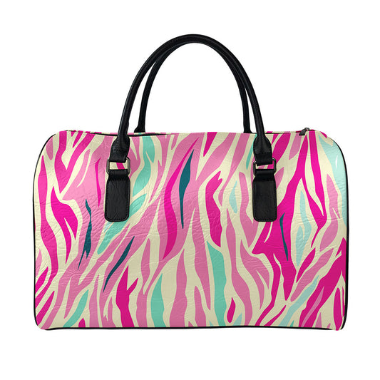Pastel Zebra Pattern Print Leather Duffle Bag
