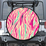 Pastel Zebra Pattern Print Leather Spare Tire Cover