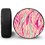 Pastel Zebra Pattern Print Leather Spare Tire Cover