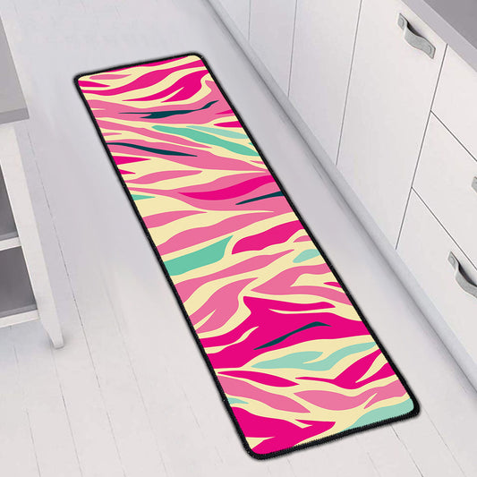 Pastel Zebra Pattern Print Long Kitchen Mat