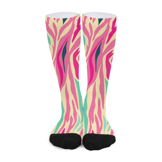Pastel Zebra Pattern Print Long Socks