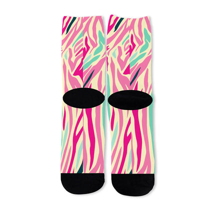 Pastel Zebra Pattern Print Long Socks