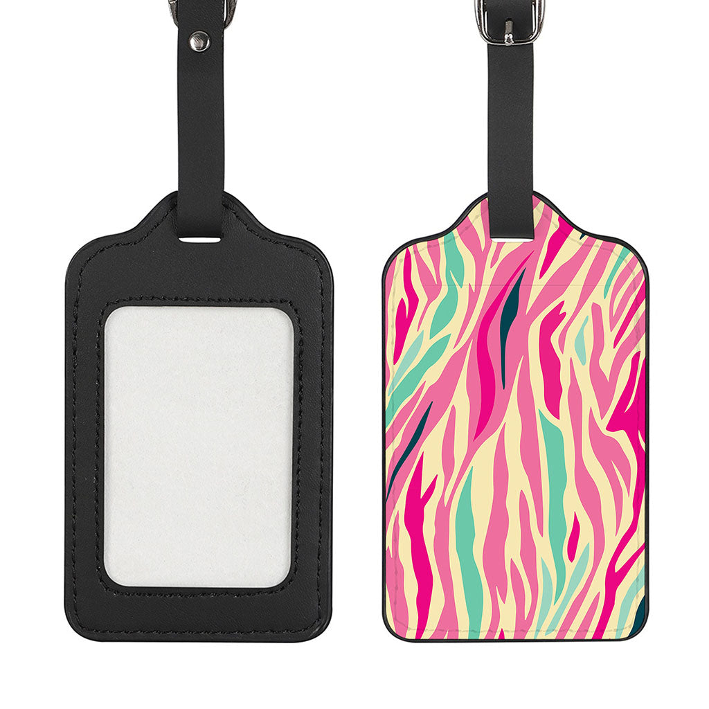 Pastel Zebra Pattern Print Luggage Tag