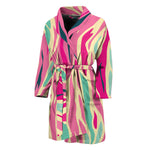 Pastel Zebra Pattern Print Men's Bathrobe