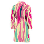 Pastel Zebra Pattern Print Men's Bathrobe