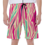 Pastel Zebra Pattern Print Men's Beach Shorts