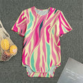 Pastel Zebra Pattern Print Men's Bodysuit