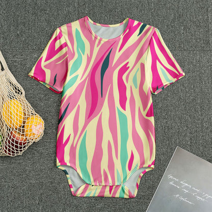 Pastel Zebra Pattern Print Men's Bodysuit