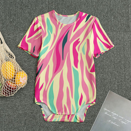 Pastel Zebra Pattern Print Men's Bodysuit