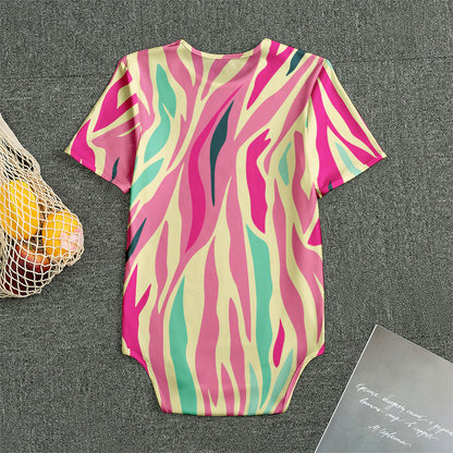 Pastel Zebra Pattern Print Men's Bodysuit