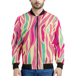 Pastel Zebra Pattern Print Men's Bomber Jacket