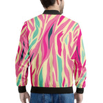 Pastel Zebra Pattern Print Men's Bomber Jacket