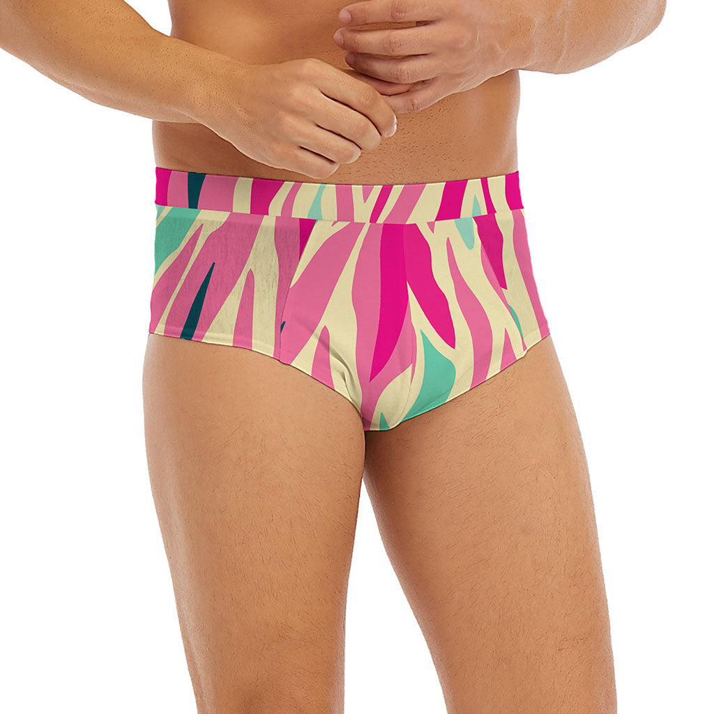 Pastel Zebra Pattern Print Men's Briefs