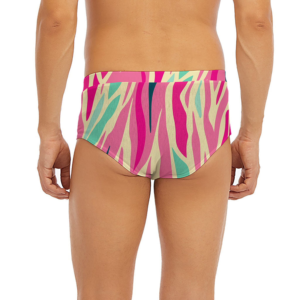Pastel Zebra Pattern Print Men's Briefs