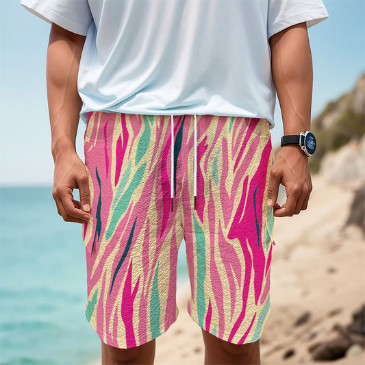 Pastel Zebra Pattern Print Men's Cargo Shorts