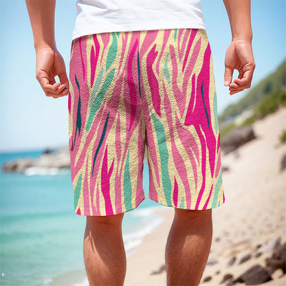 Pastel Zebra Pattern Print Men's Cargo Shorts