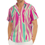 Pastel Zebra Pattern Print Men's Deep V-Neck Shirt